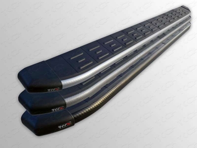Пороги алюминиевые ТСС с накладкой серые для Great Wall Hover H3 New 2014-2015